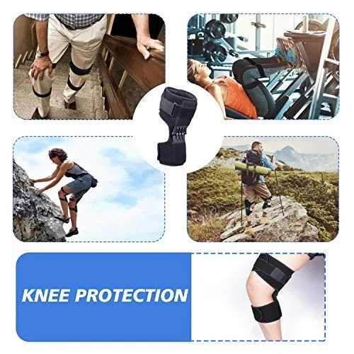2U2O(2 Pcs) Knee Protection Booster, Joint Support Spring Knee Stabilizer Pad, Power Lift Knee Brace for weak Legs Old Cold Leg Sports Training Squat