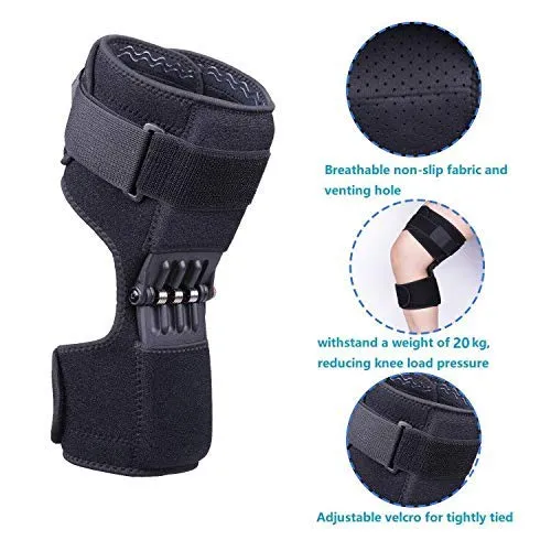 2U2O(2 Pcs) Knee Protection Booster, Joint Support Spring Knee Stabilizer Pad, Power Lift Knee Brace for weak Legs Old Cold Leg Sports Training Squat