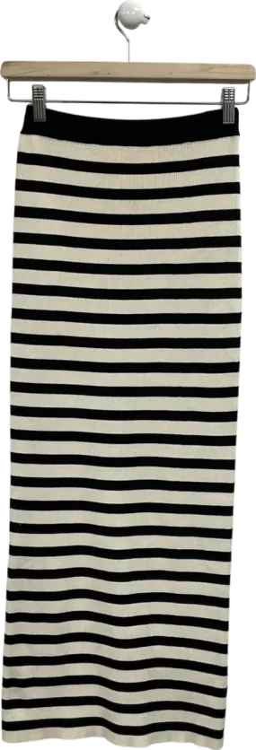 4th & Reckless Black Striped Knitted Maxi Skirt UK 6