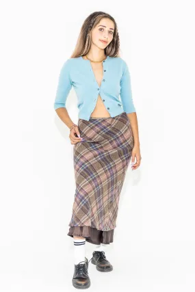90's PLAID GRUNGE MAXI SKIRT