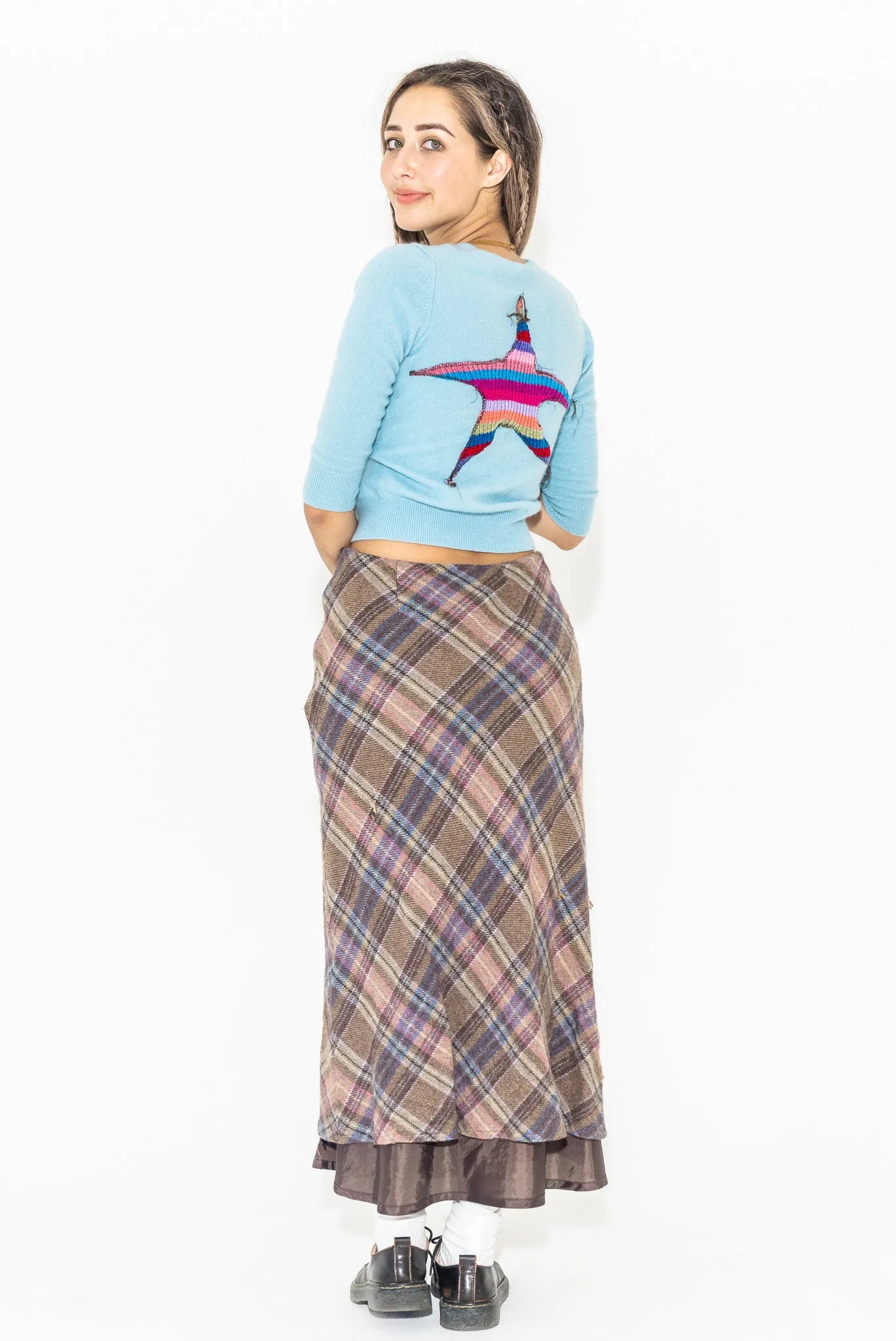 90's PLAID GRUNGE MAXI SKIRT