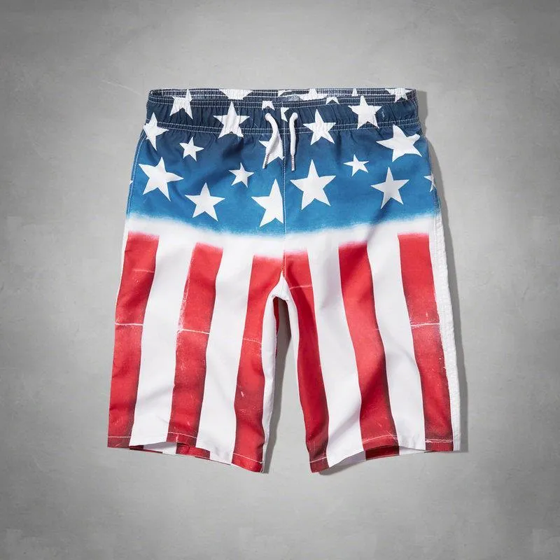Abercrombie and Fitch Men's USA American Flag Shorts