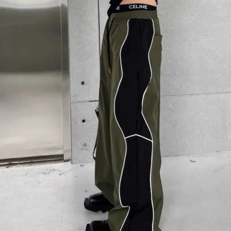 Aidase Men's Casual Pants Straight Punk Black Loose Baggy Male Trousers Clothes Plus Size Polyester Vintage Sale Cotton Fashion 2024