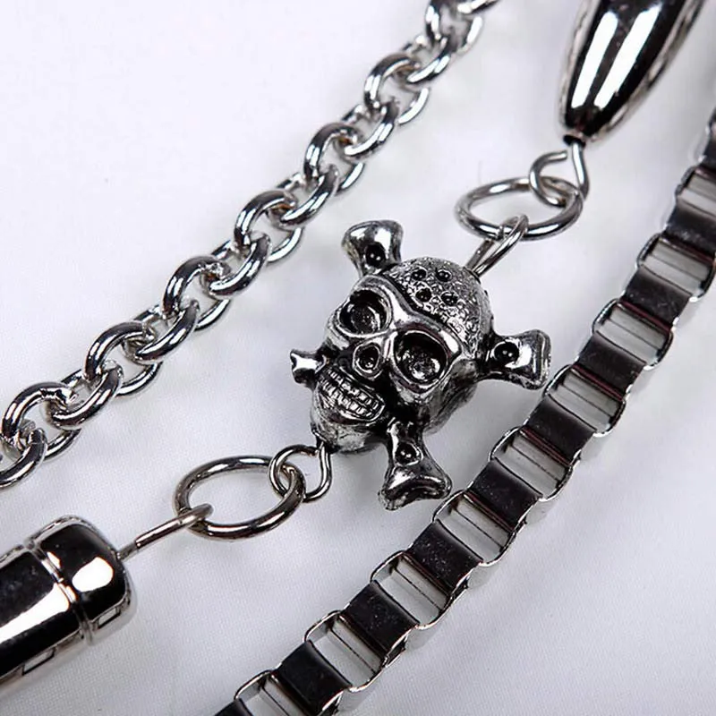 Best Deal New Fashion Silver Alloy Unisex Hip-hop Skull Pendant Punk Rock Cowboy Pants Trousers Chain Gift