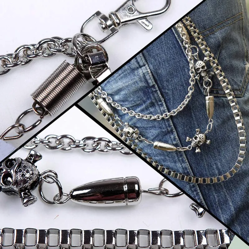 Best Deal New Fashion Silver Alloy Unisex Hip-hop Skull Pendant Punk Rock Cowboy Pants Trousers Chain Gift