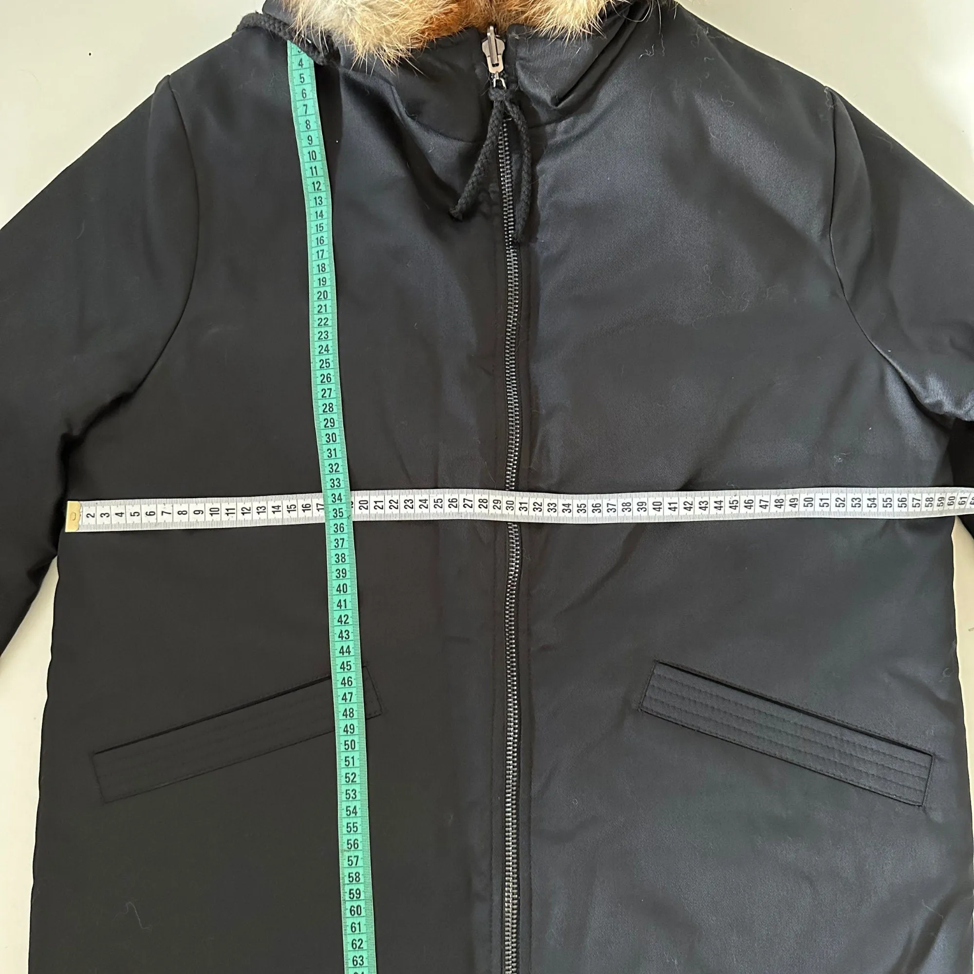 Black Men's Reversible Fur Parka Bomber Jacket with Hood - Durable Twill and Natural Fox Fur