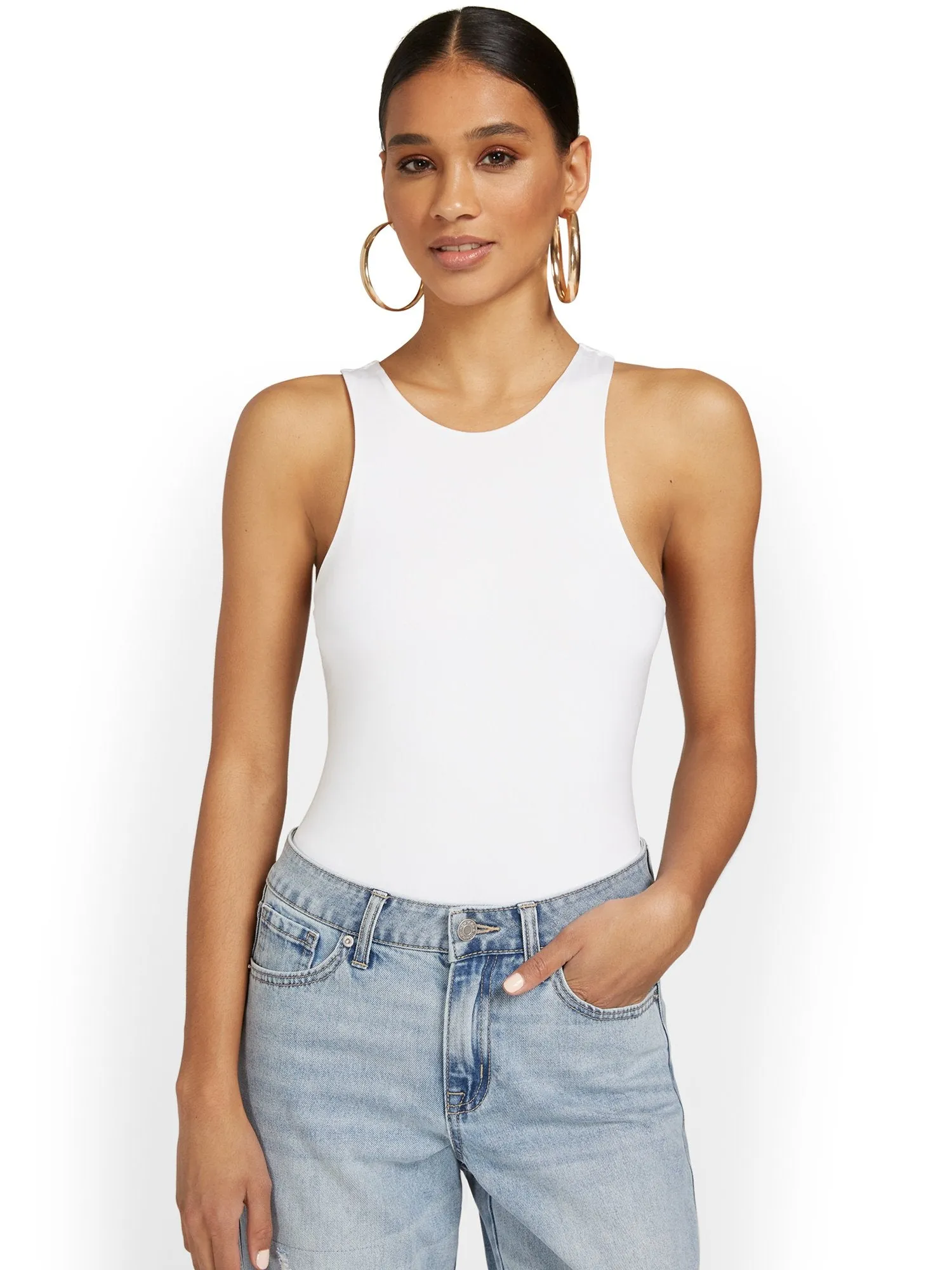Body Contour Sleeveless Crewneck Bodysuit
