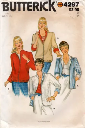 Butterick 4297 Womens Reversible Jackets 1980s Vintage Sewing Pattern Size 6 - 10