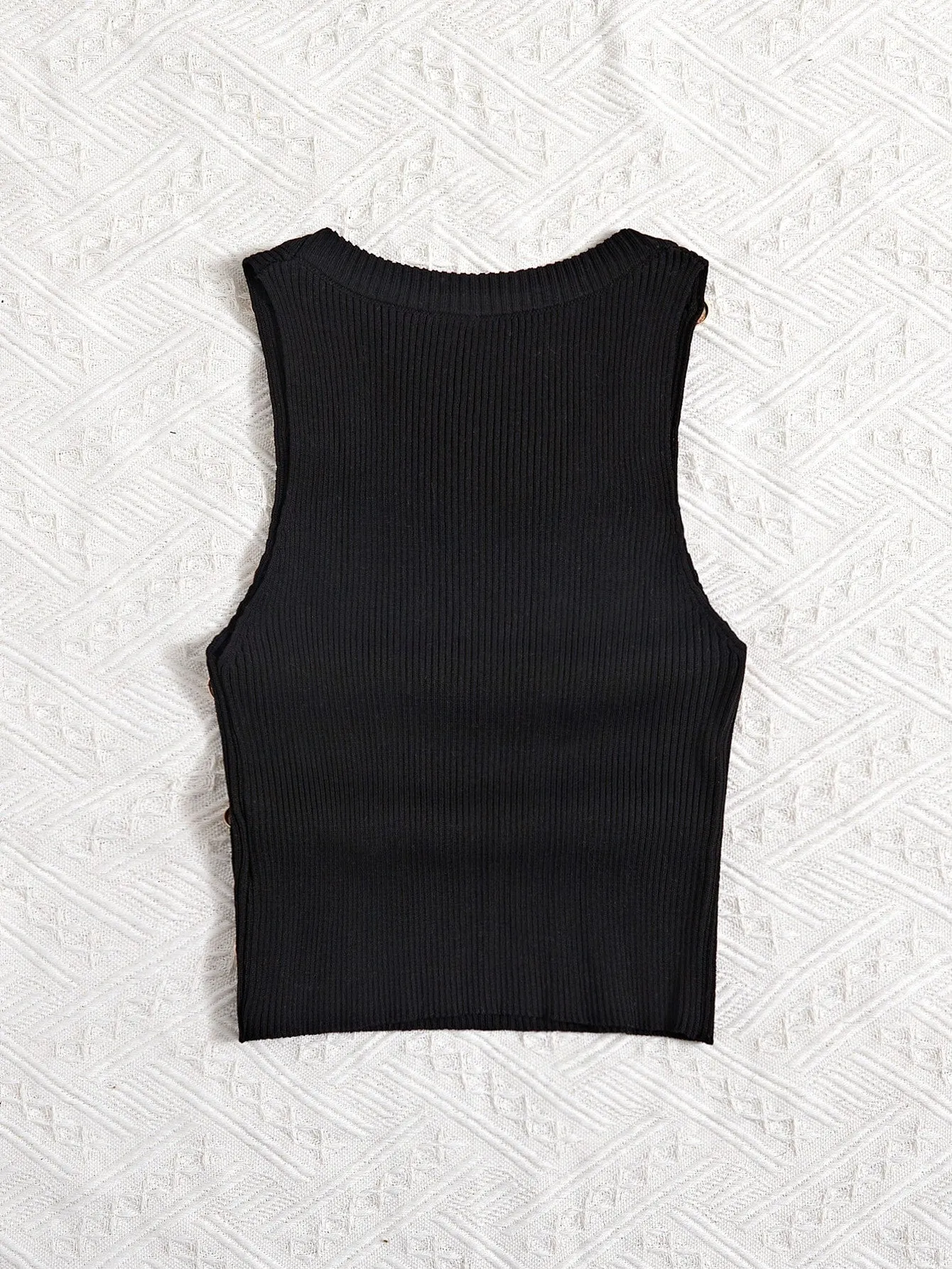 Button Detail Ribbed Knit Top