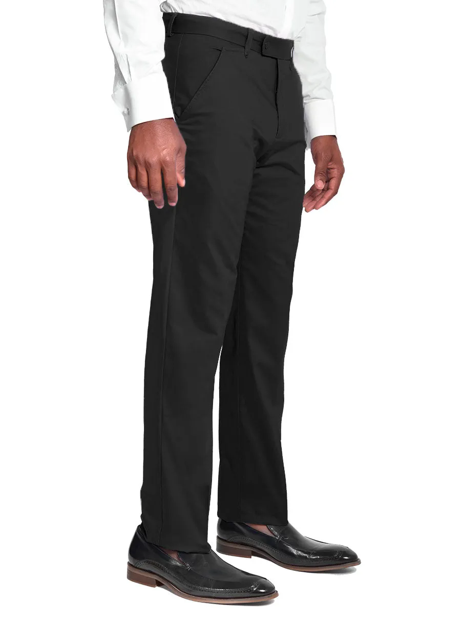 Chino Flat Front Pants | 100% Cotton | Black