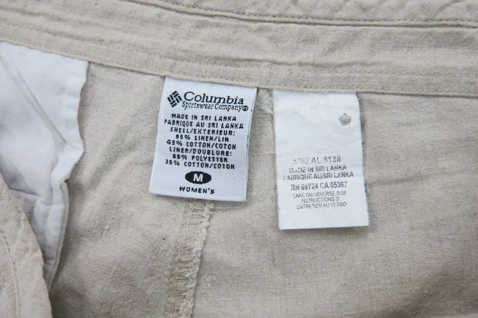 Columbia Sportswear Womens Chino Pant Straight Leg Pockets Off White SZ Medium