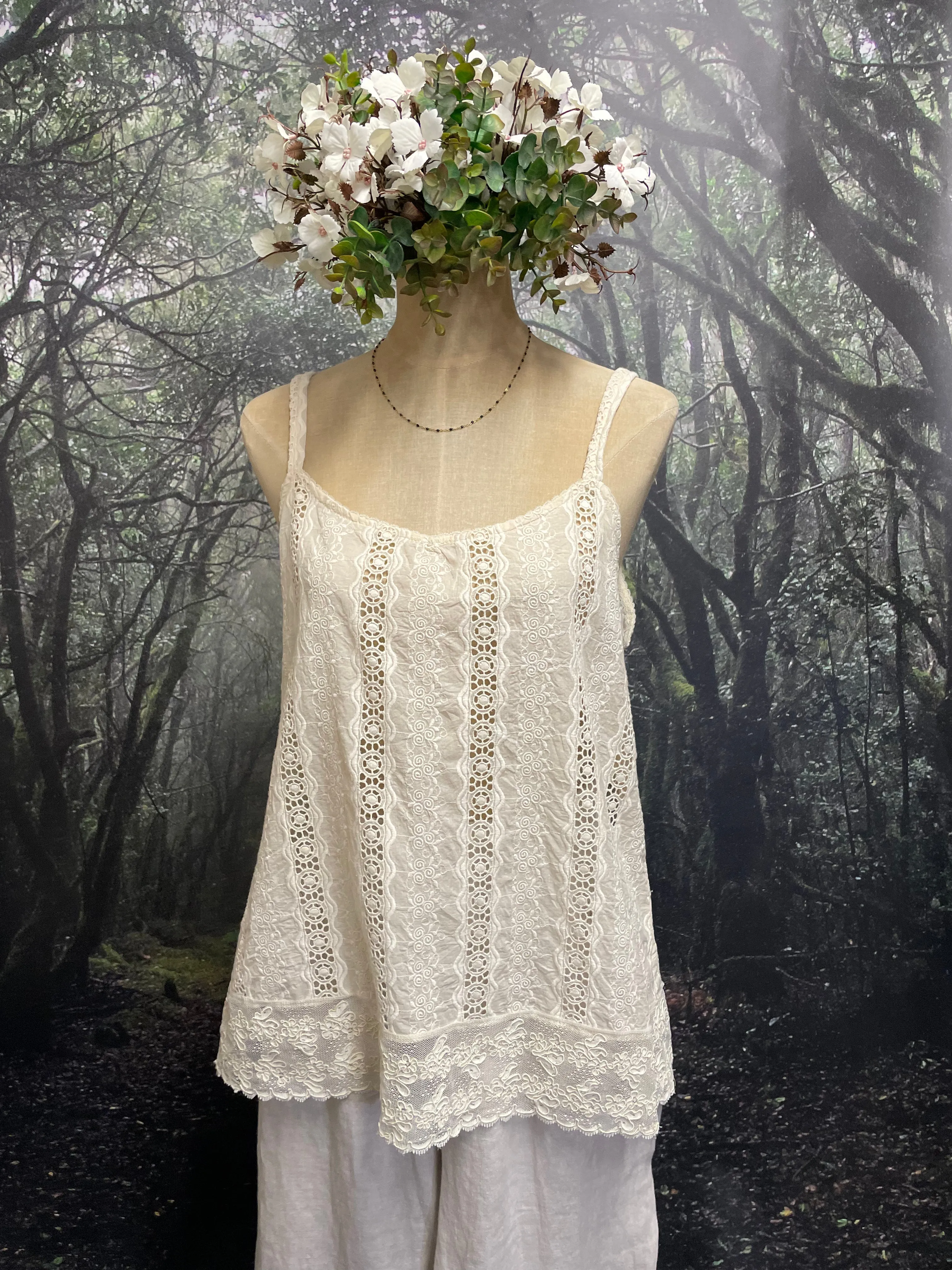 Cream broidery anglaise cami