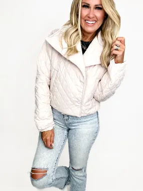 Cream Quilted Cropped Jacket