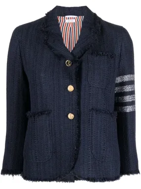 Cropped Sack Jacket (Unconstructed) In Woven 4 Bar Solid Cotton Tweed Navy