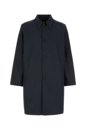 dark blue cotton blend trench coat