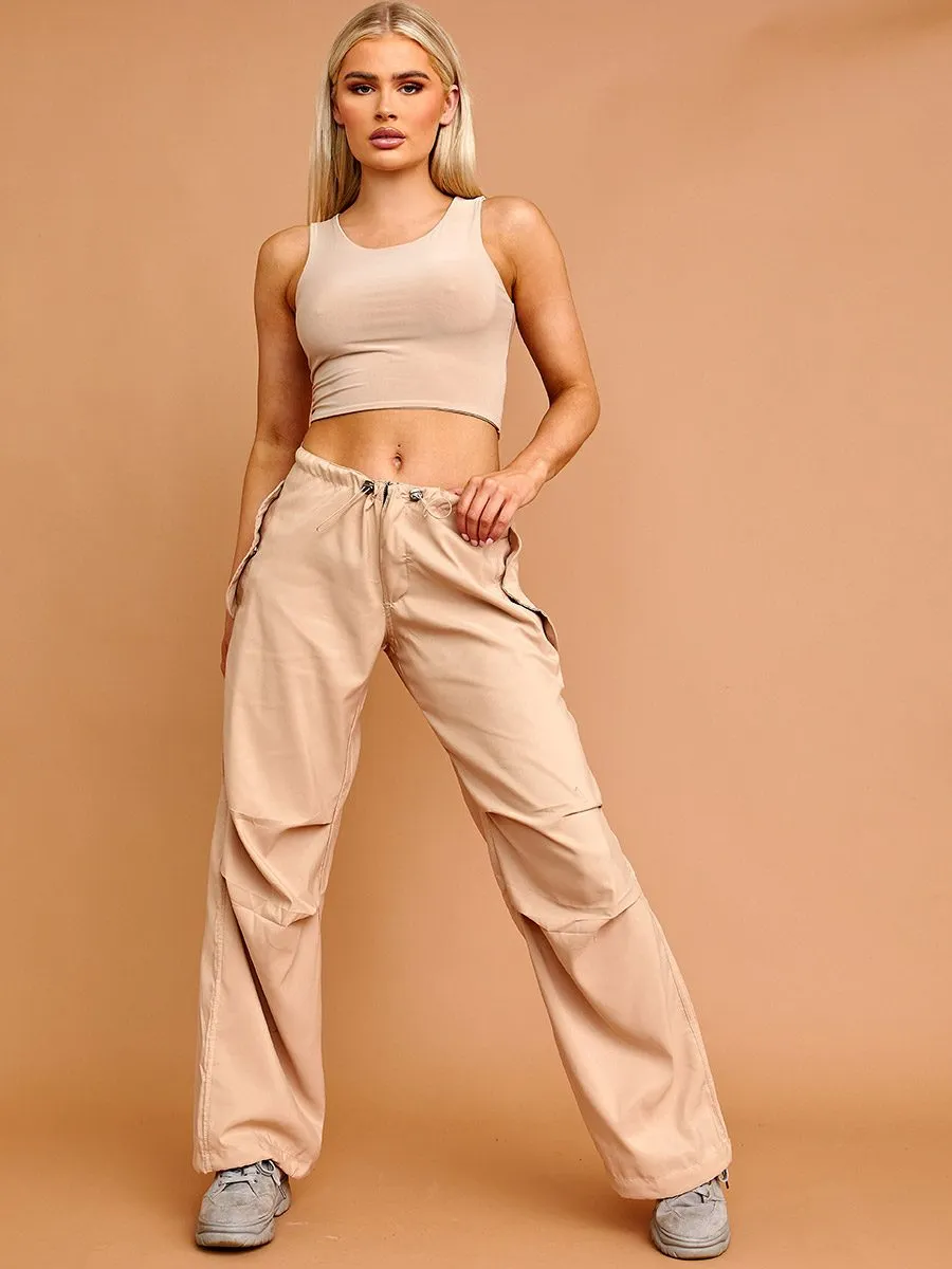 Debbie Balloon Cargo Trousers With Toggle Detail In Stone