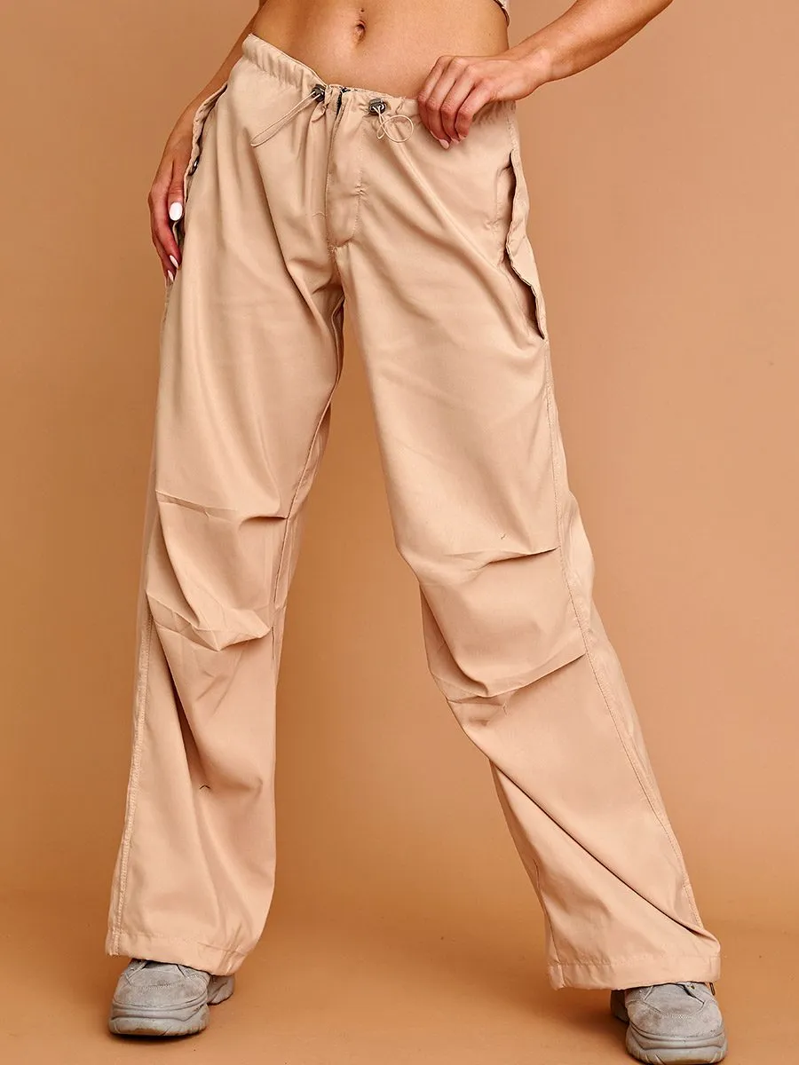 Debbie Balloon Cargo Trousers With Toggle Detail In Stone