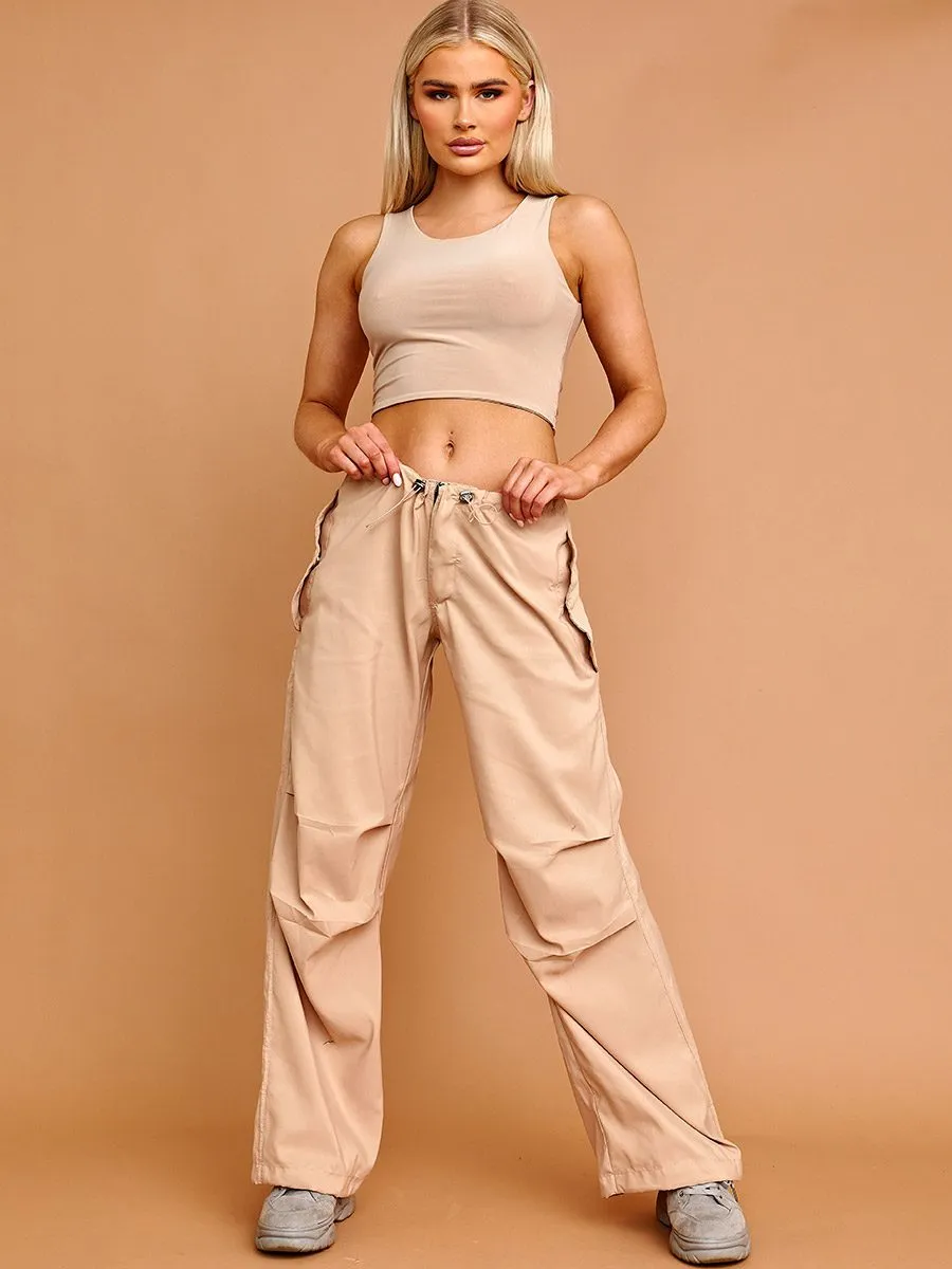 Debbie Balloon Cargo Trousers With Toggle Detail In Stone