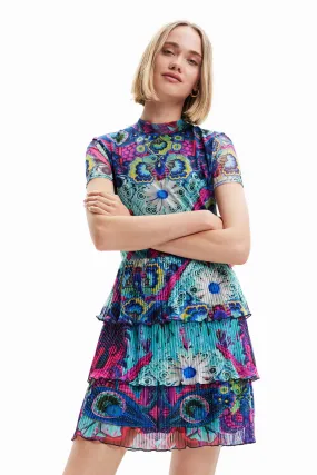 Desigual Exeter Christian Lacroix Short Pleated Multicoloured Dress 23SWVK33