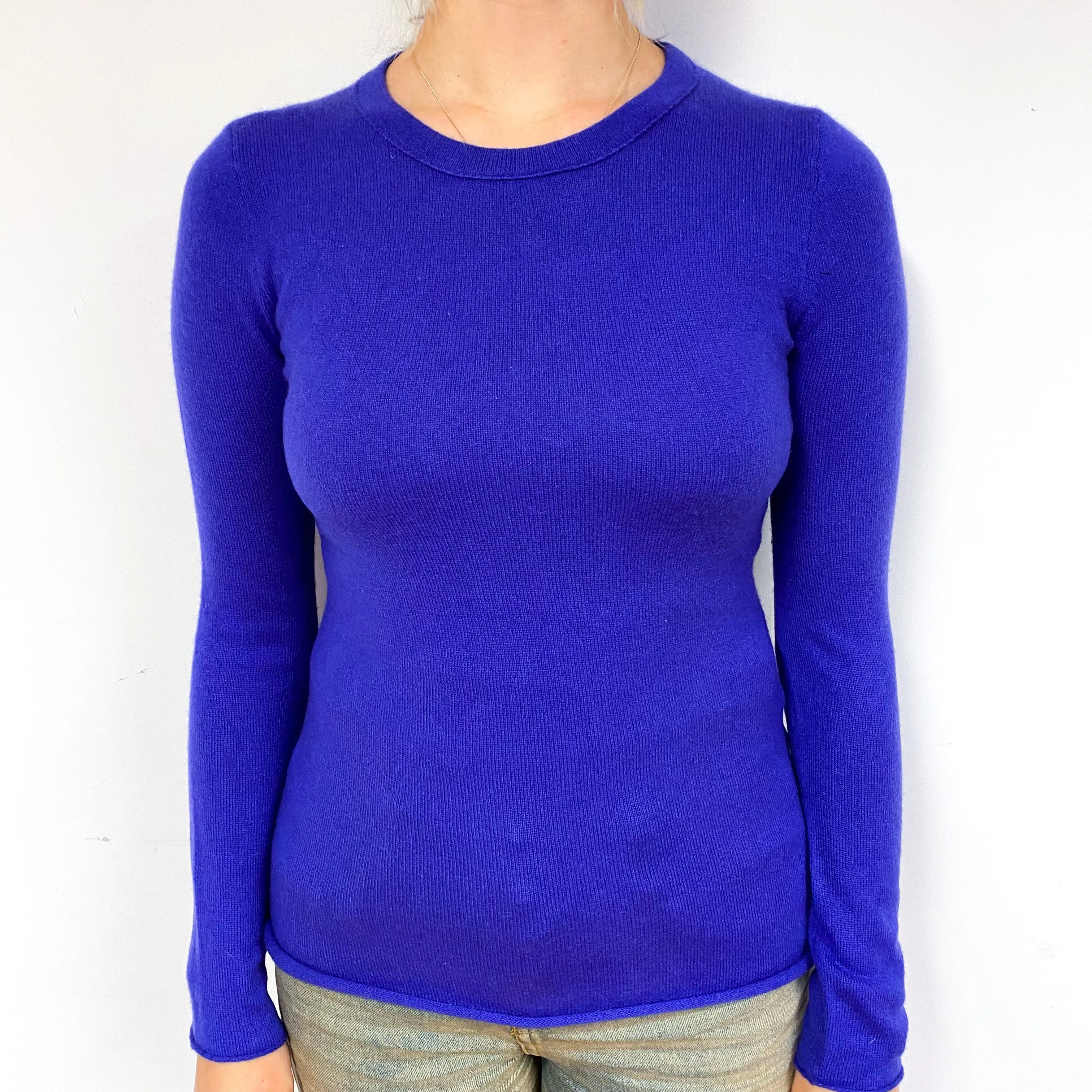 Electric Purple Cashmere Crew Neck Jumper Small
