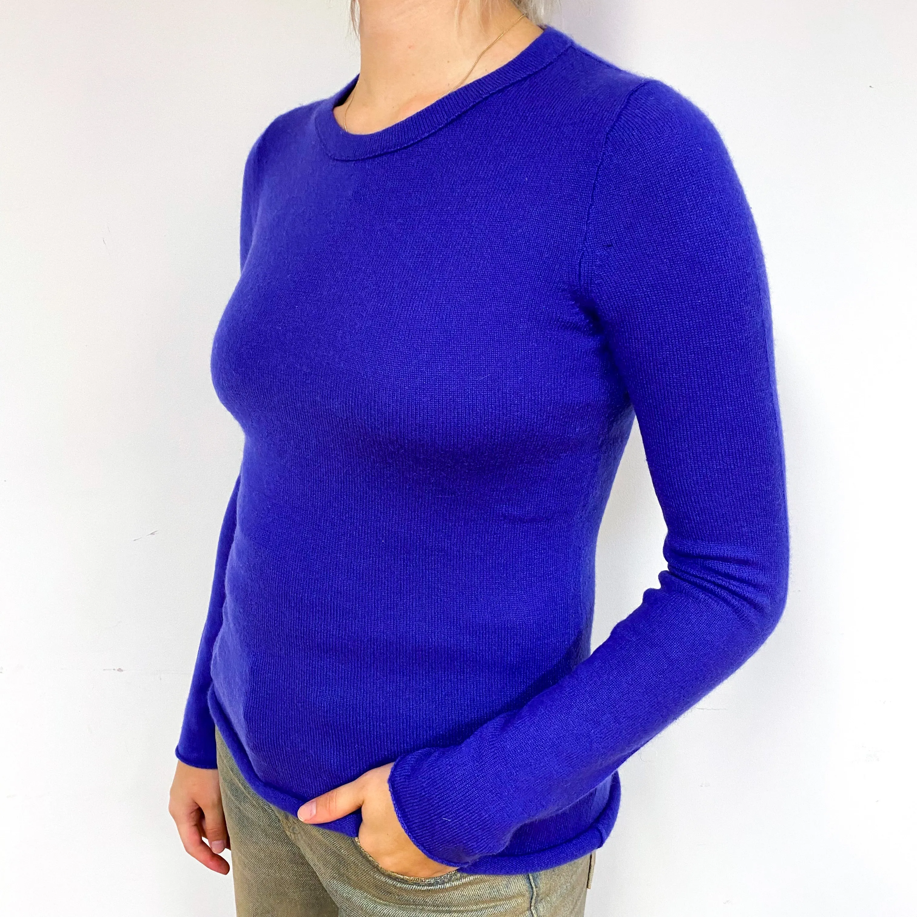 Electric Purple Cashmere Crew Neck Jumper Small