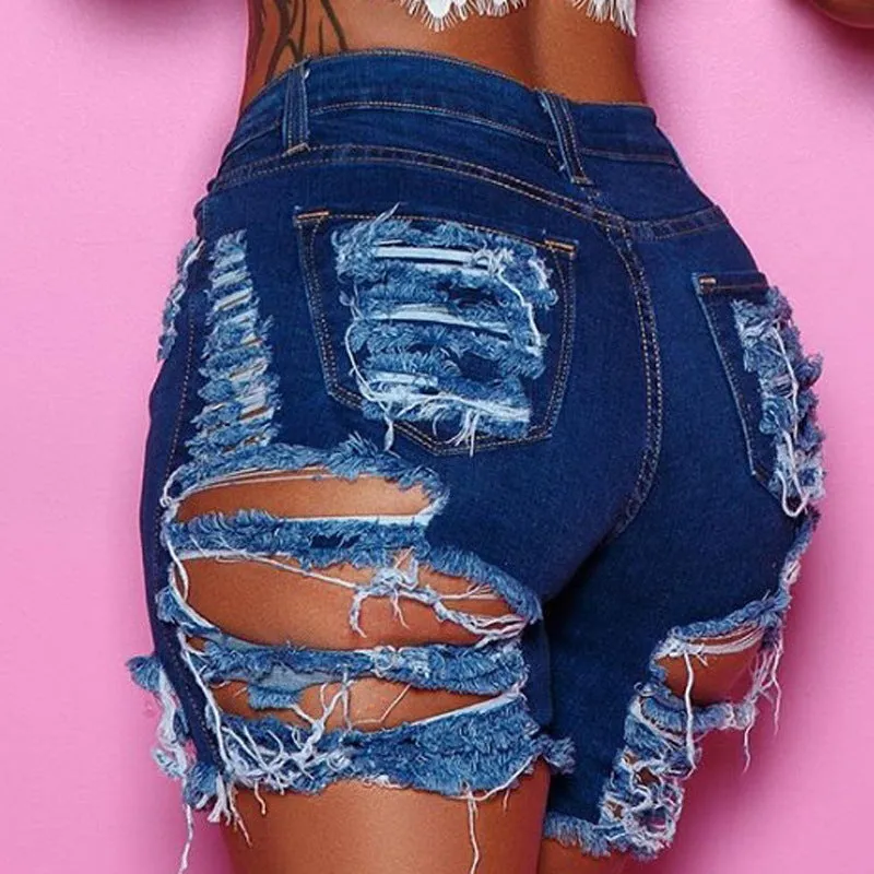 F5124 Ripped Denim Shorts Cropped Pants