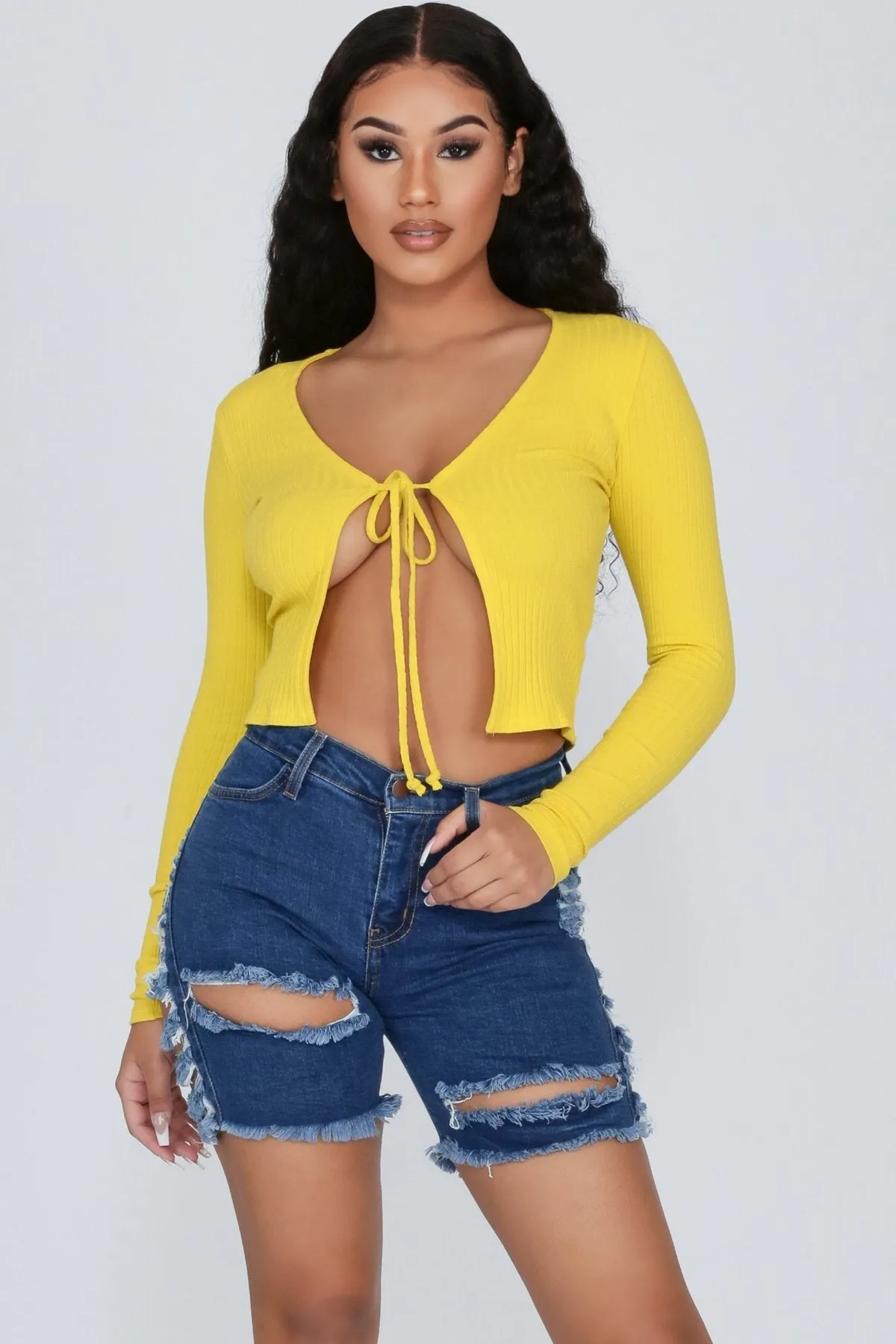 F5124 Ripped Denim Shorts Cropped Pants