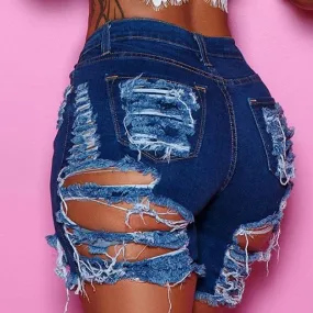 F5124 Ripped Denim Shorts Cropped Pants