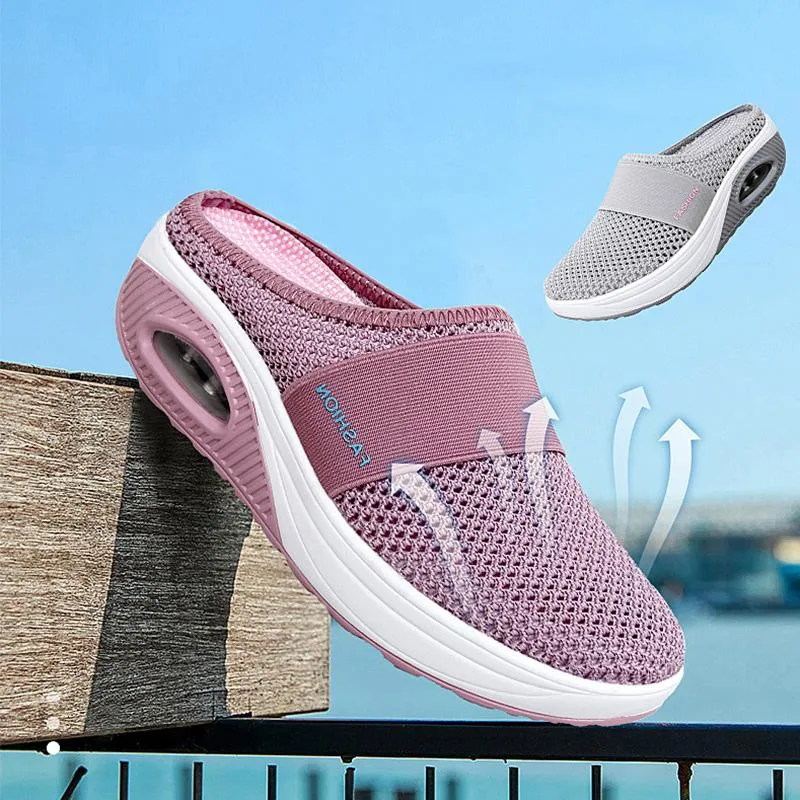 Flat sandals with mesh for women - comfort &amp; style