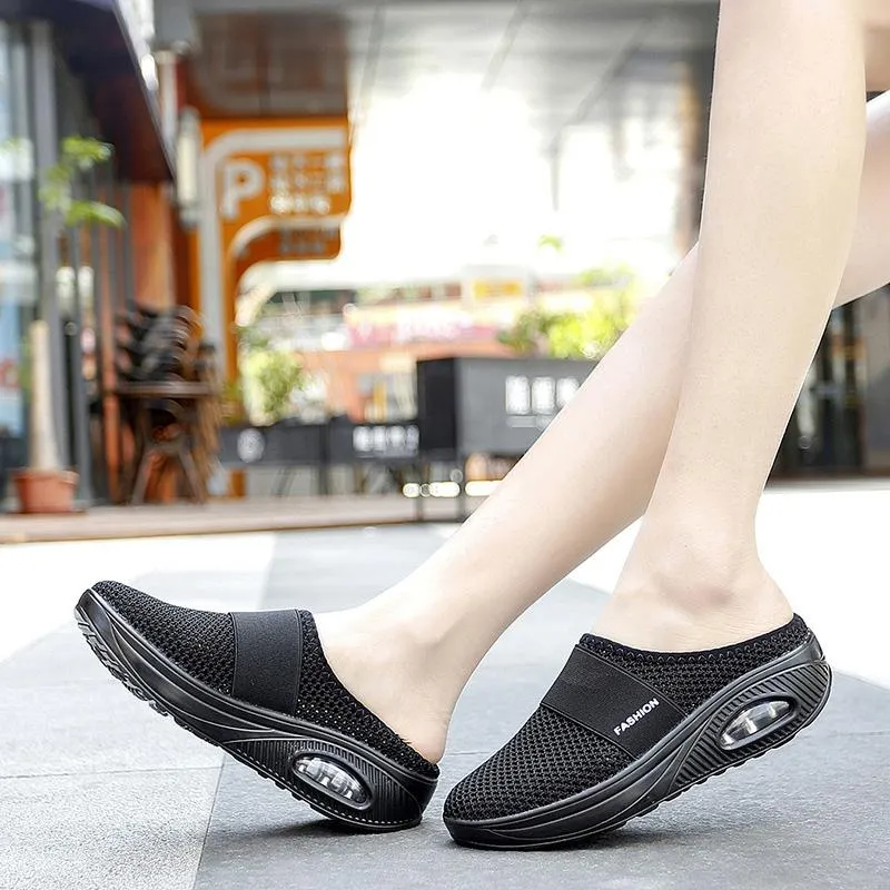 Flat sandals with mesh for women - comfort &amp; style