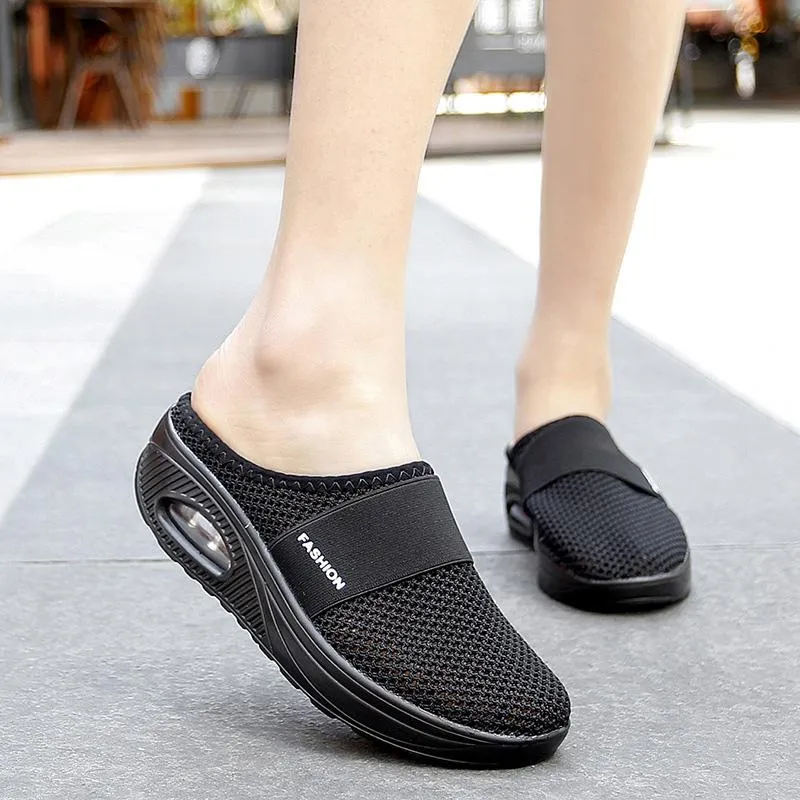 Flat sandals with mesh for women - comfort &amp; style