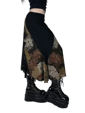 Floral Lace Patchwork Maxi Skirt