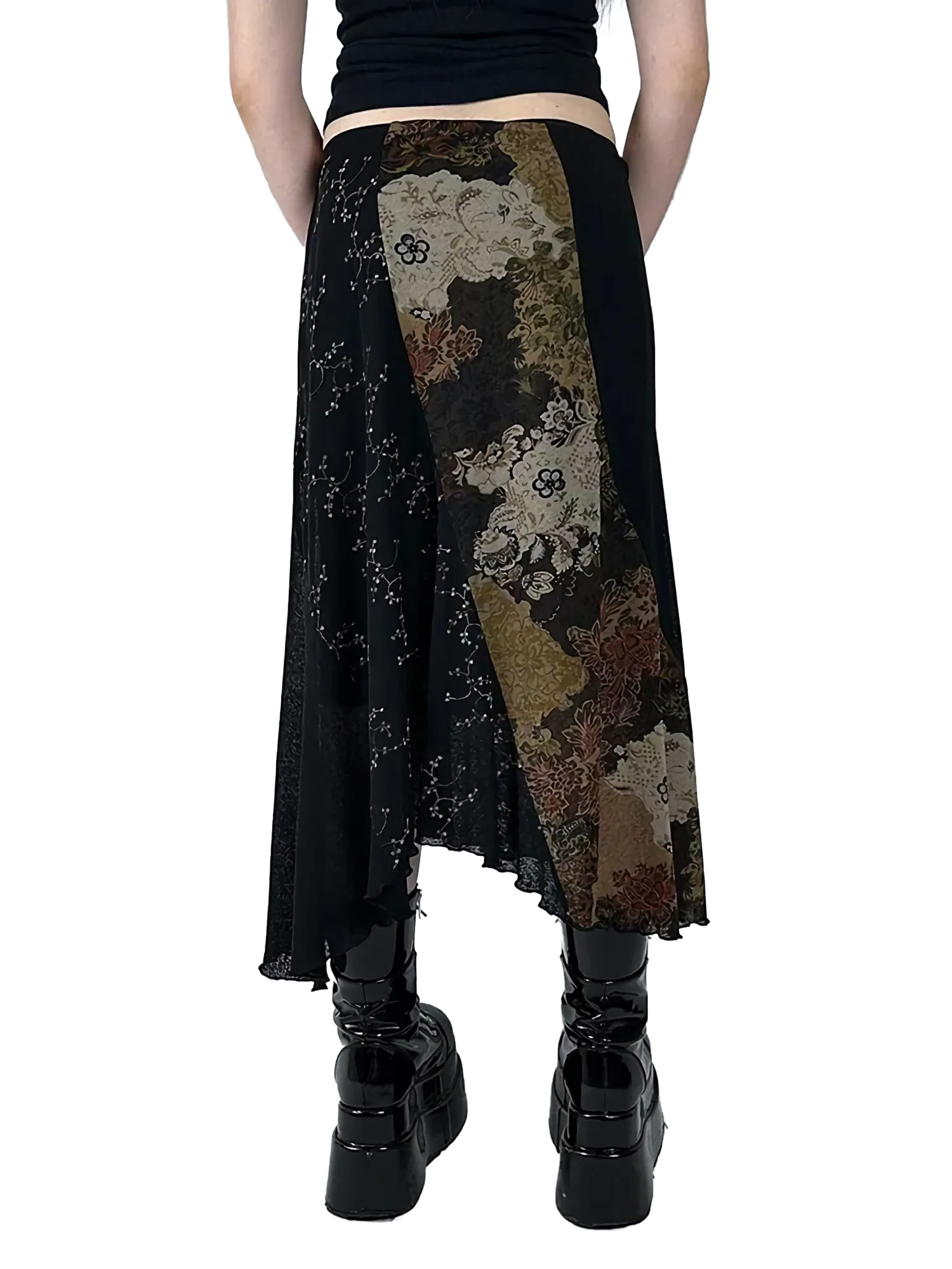Floral Lace Patchwork Maxi Skirt