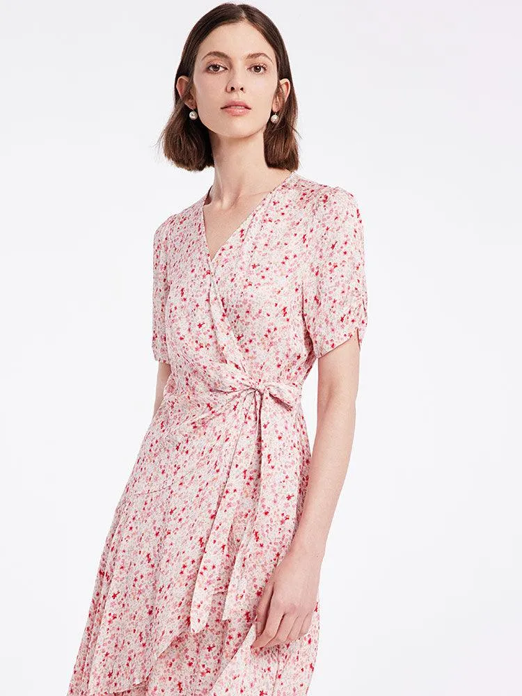 Floral Lace Up Wrap Dress