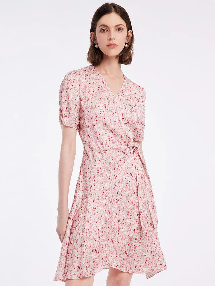 Floral Lace Up Wrap Dress