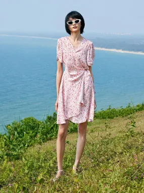 Floral Lace Up Wrap Dress