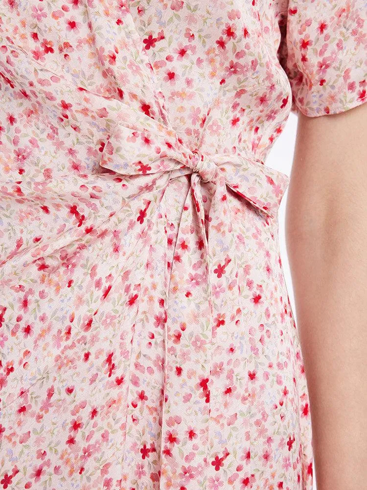 Floral Lace Up Wrap Dress