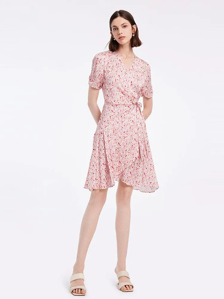 Floral Lace Up Wrap Dress
