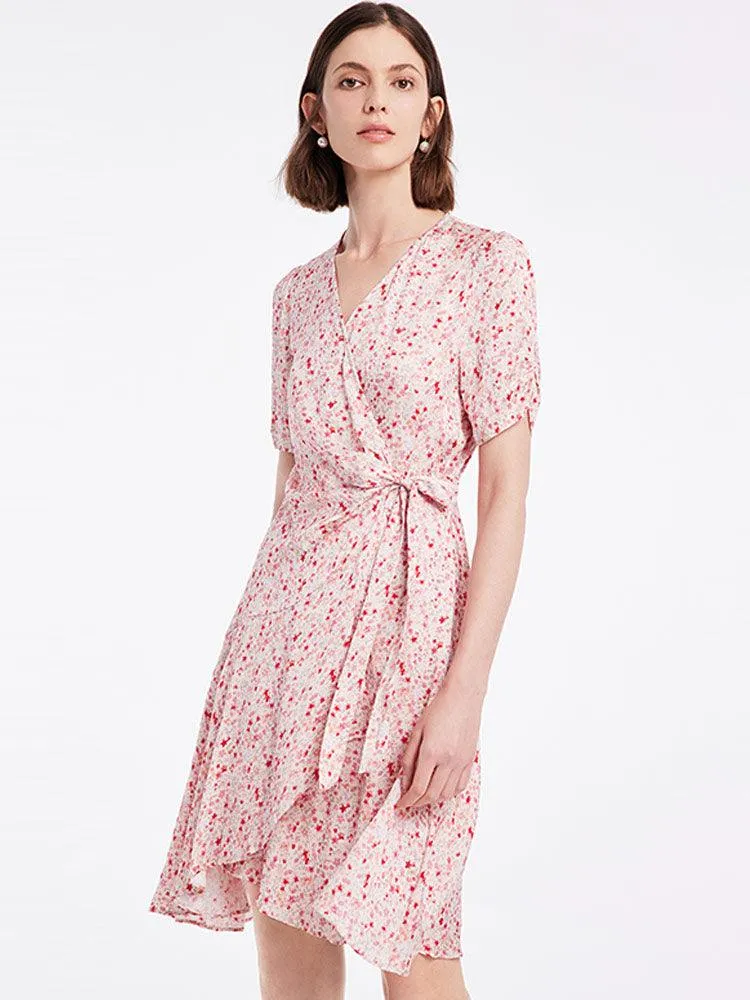 Floral Lace Up Wrap Dress