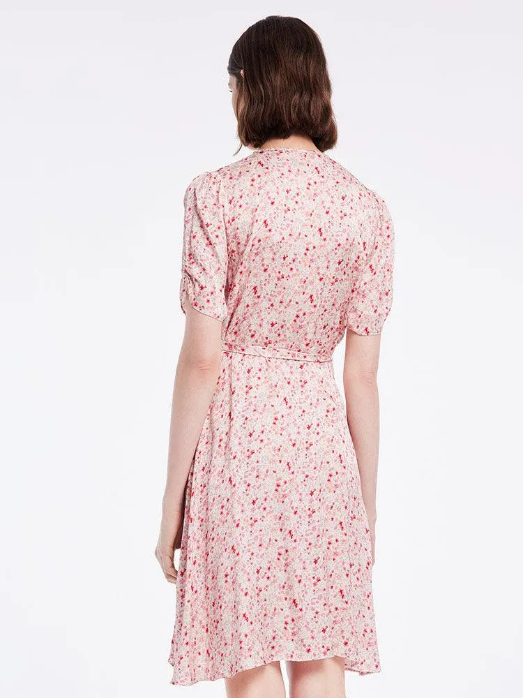 Floral Lace Up Wrap Dress