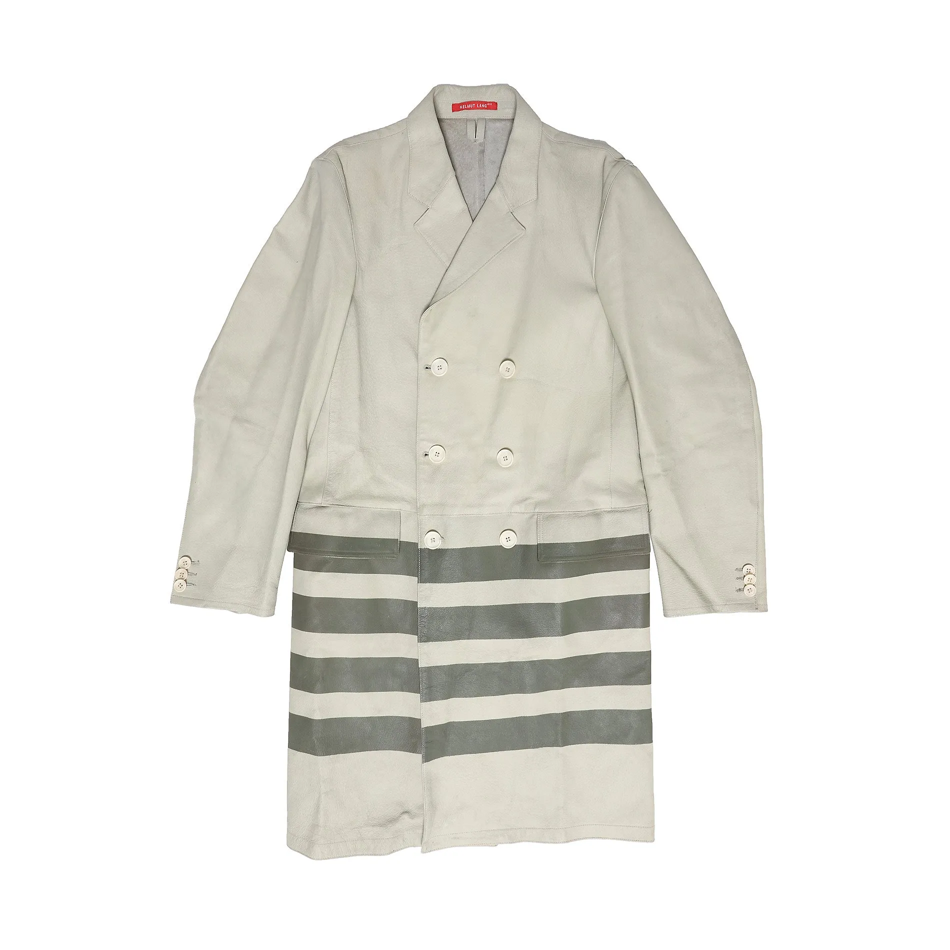 Helmut Lang FW97 Leather Resin Stripe Coat