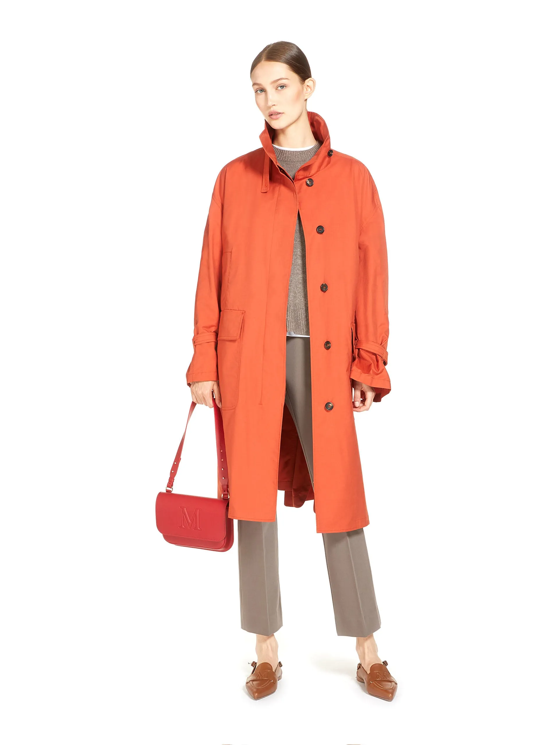 High collar trench coat