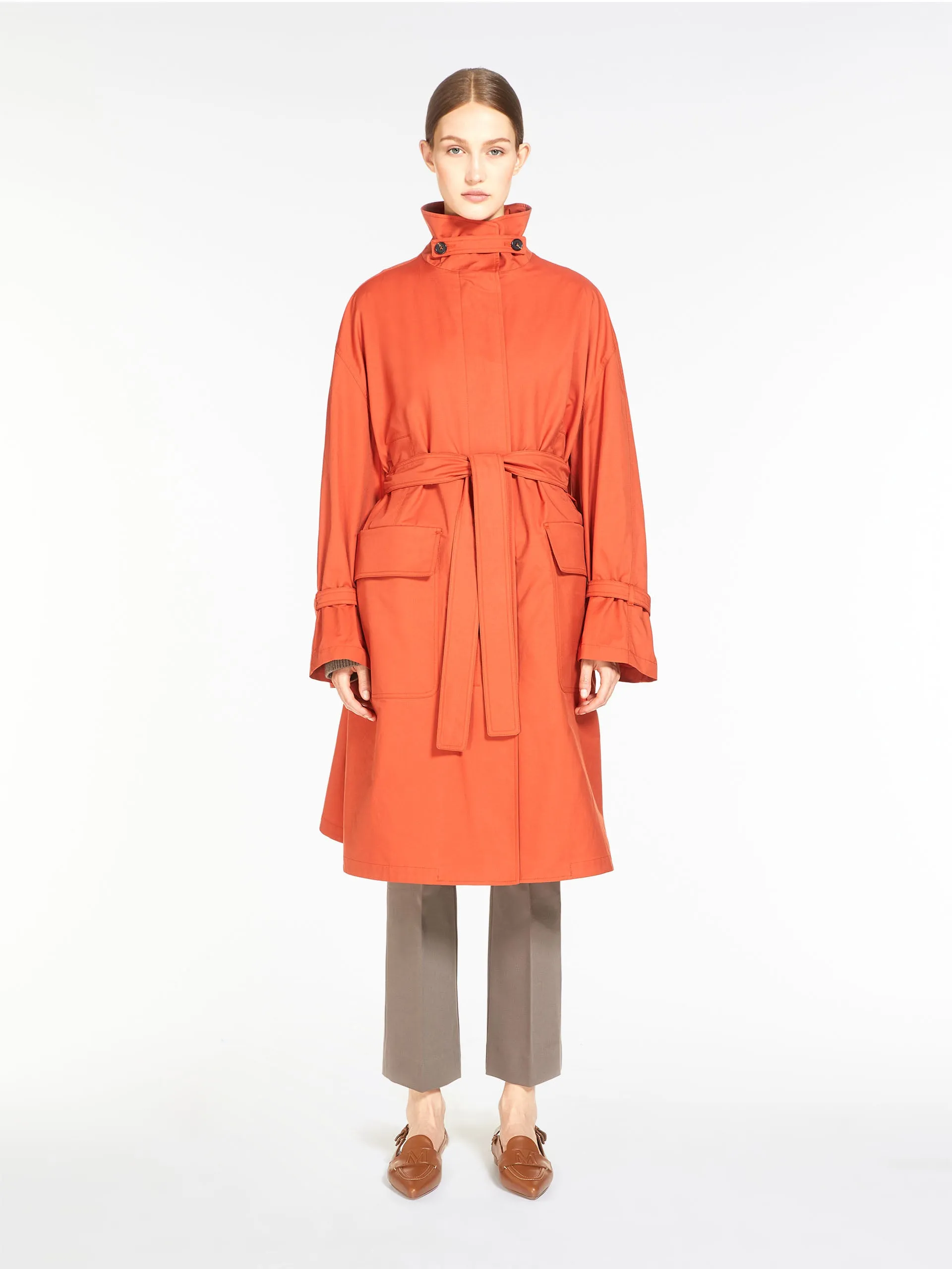 High collar trench coat