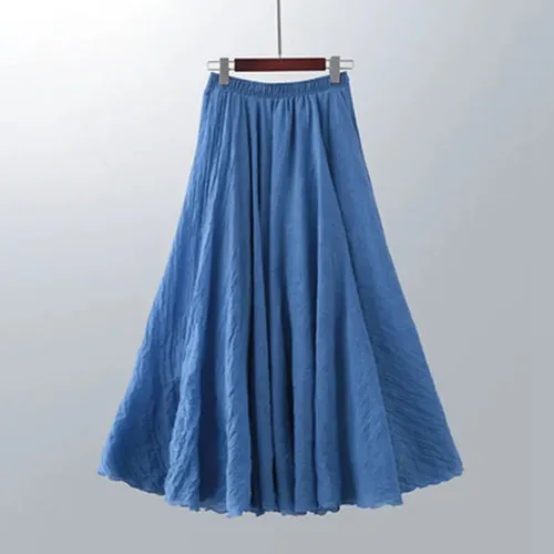 High Quality Cotton Linen Womens Maxi Skirt