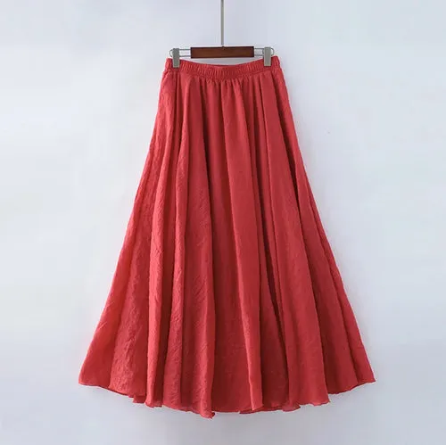 High Quality Cotton Linen Womens Maxi Skirt