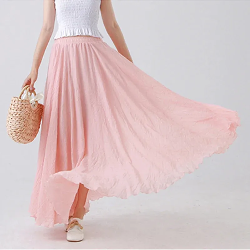 High Quality Cotton Linen Womens Maxi Skirt