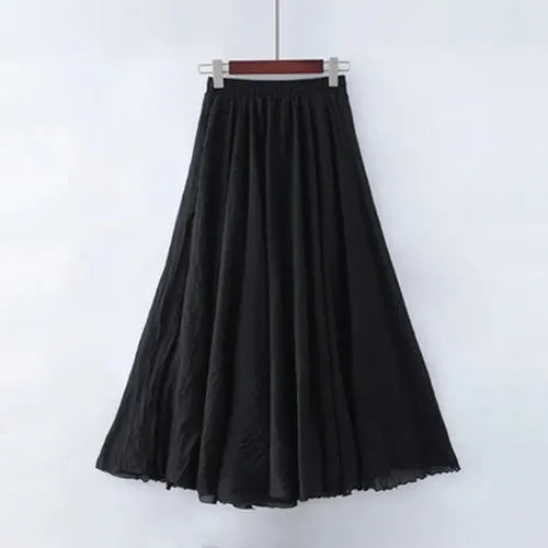High Quality Cotton Linen Womens Maxi Skirt