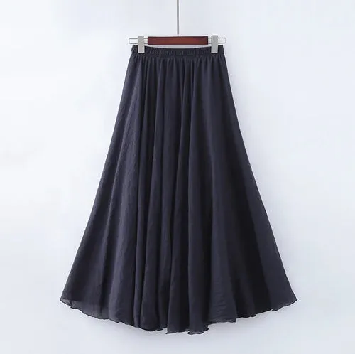 High Quality Cotton Linen Womens Maxi Skirt