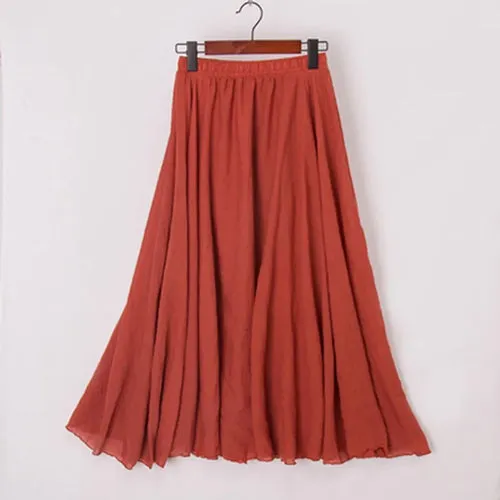 High Quality Cotton Linen Womens Maxi Skirt