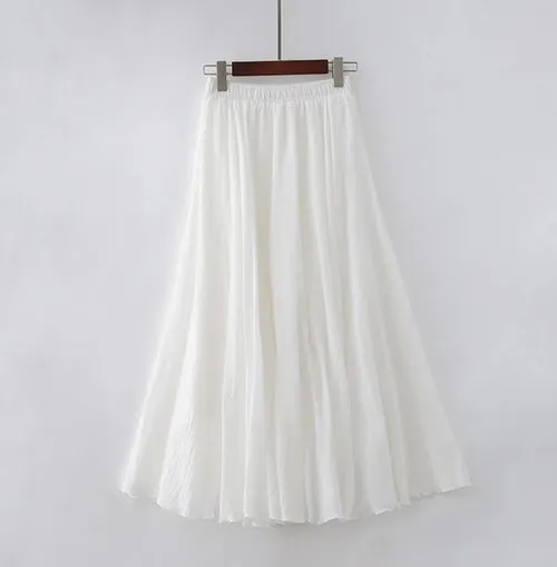 High Quality Cotton Linen Womens Maxi Skirt